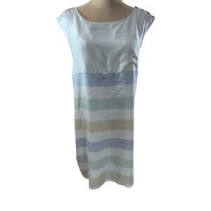 "ODILLE" 100% Silk Shift Dress Striped Pastes SZ 2  Summer Dress Casual Light